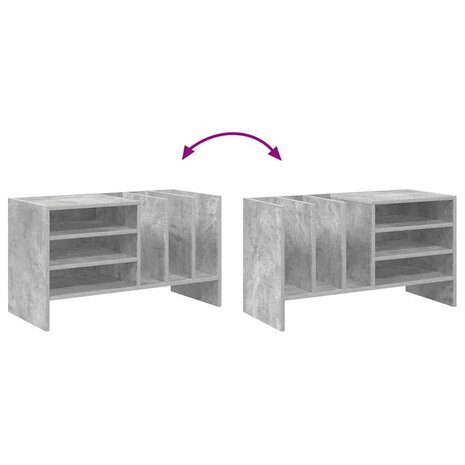 Platenkast met plank Beton Grijs 78.5 x 35 x 45 cm Bewerkt hout