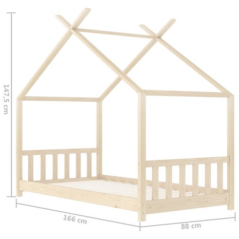 Kinderbedframe massief grenenhout 80x160 cm