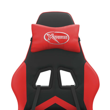 Gamestoel draaibaar met voetensteun kunstleer zwart en rood