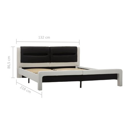 Bedframe met hoofdeinde Wit en zwart 120 x 200 cm Nep Leer