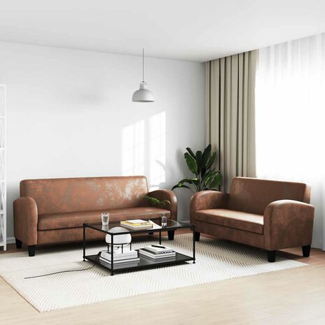 Bankstel kunstsu&egrave;de bruin 2-delig