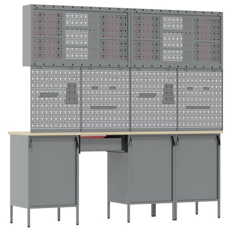 Werk kast met lade 10 pcs Rood Engineered hout en staal